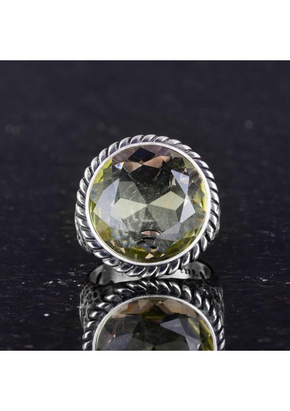925 Ayar Gümüş Erkek Yüzük - El Yapımı Sentetik Sitrin Taş Yüzük - Modern Tasarım modelleri