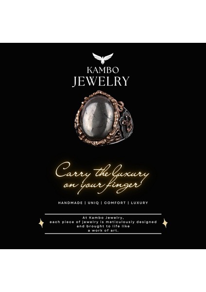 Yelkenli Çapa Pyrite Doğal Taş Yüzük - 925K Katı Sterlin Gümüş Erkek Yüzüğü modelleri