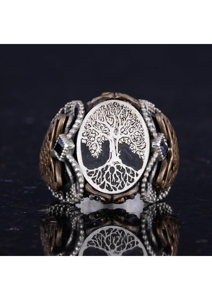 Sterling Gümüş Desenli Yüzük, Amblem - Şahane Kültürel Tasarım (Yggdrasil Hayat Ağacı) indirimleri