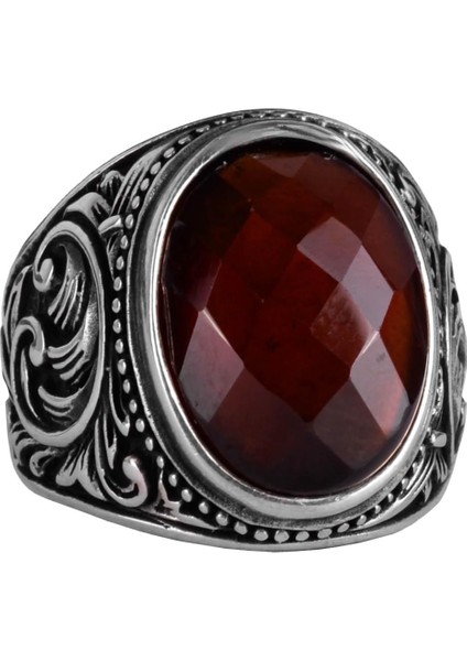 El Yapımı Granat Taşlı Yüzük - Derin 925K Katı Gümüş Erkek Yüzüğü - Tutku ve Enerji Tasarımı