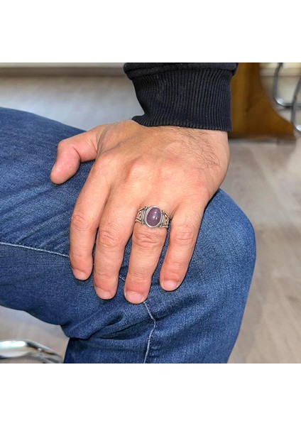 El Yapımı 925 Ayar Gümüş Erkek Yüzük Doğal Etiyopya Opal Taşı - Labirent Tasarımı modelleri