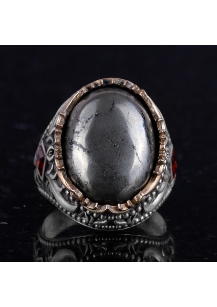 Doğal Taş Yüzük - El Yapımı 925 Ayar Gümüş Yüzük - El Işi Yüzük (Pirit) modelleri