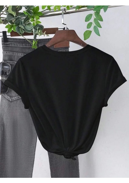 Baskılı T-Shirt - Siyah