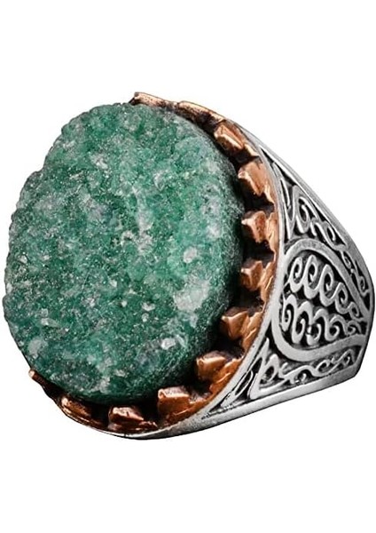 Erkekler Için Druzy Kuvars Taşlı - 925 Gümüş Erkek Yüzük