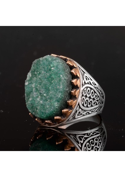 Erkekler Için Druzy Kuvars Taşlı - 925 Gümüş Erkek Yüzük fırsatları