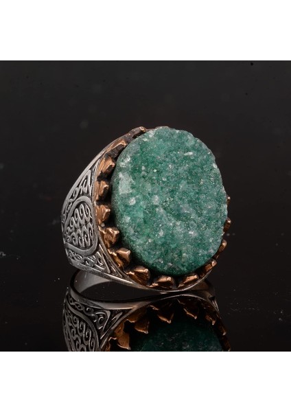 Erkekler Için Druzy Kuvars Taşlı - 925 Gümüş Erkek Yüzük indirimleri