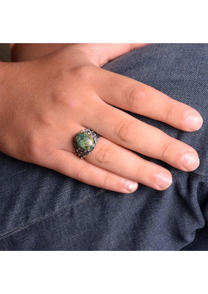 Doğal Arizona Turkuaz Taş Yüzük, Erkekler Için Hediye, 925 Ayar Gümüş Yüzük, Minimalist Yüzük modelleri