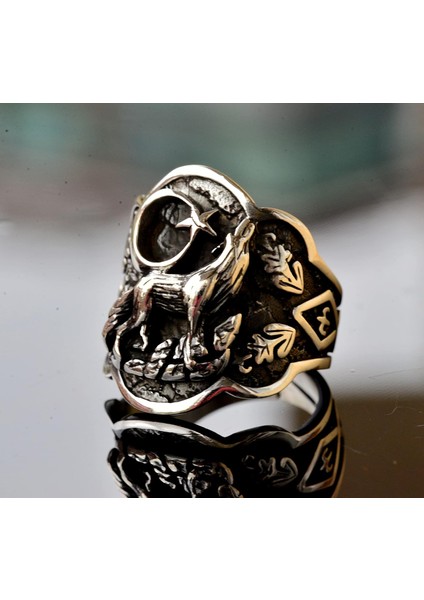 Erkek 925 Ayar Katı Gümüş Kurt Yüzük - Cesur Vahşi Yaşam Ilhamlı Erkek Yüzük indirimleri