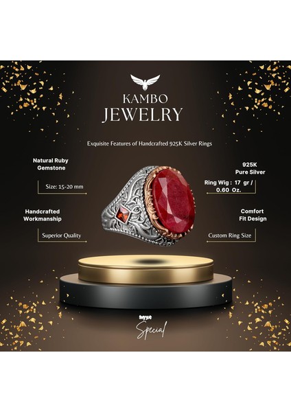 925 Ayar Gümüş Erkek Yüzük, Doğal Yakut Taşlı Yüzük fiyatları