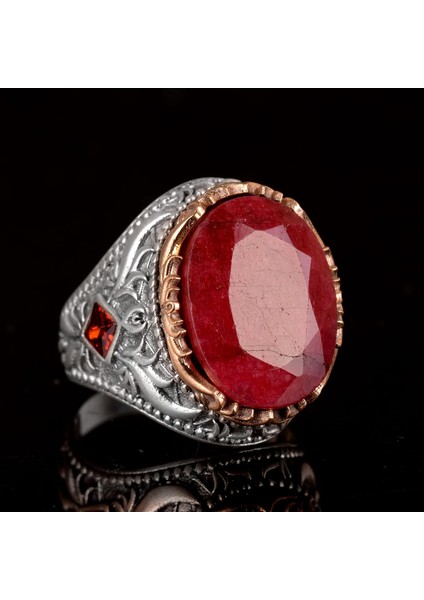 925 Ayar Gümüş Erkek Yüzük, Doğal Yakut Taşlı Yüzük modelleri