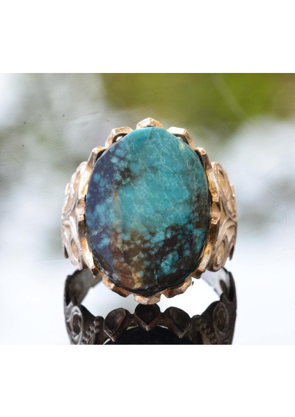 Doğal Arizona Turkuaz Taş Yüzük - Ham Taş Gümüş Erkek Yüzüğü fiyatları