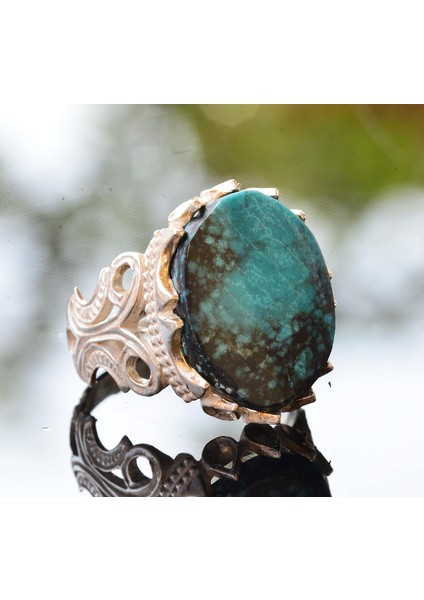 Doğal Arizona Turkuaz Taş Yüzük - Ham Taş Gümüş Erkek Yüzüğü modelleri