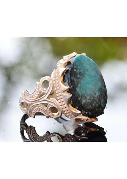 Doğal Arizona Turkuaz Taş Yüzük - Ham Taş Gümüş Erkek Yüzüğü fırsatları