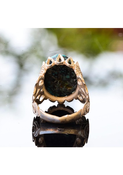 Doğal Arizona Turkuaz Taş Yüzük - Ham Taş Gümüş Erkek Yüzüğü indirimleri