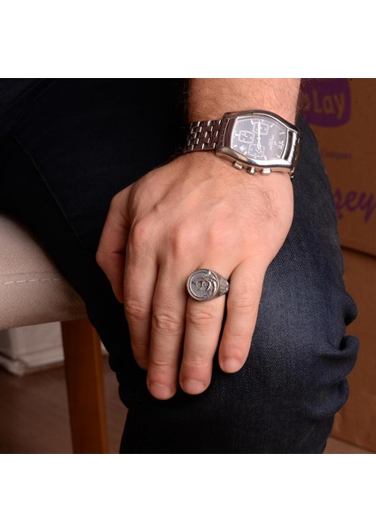 Kurt Yaban Hayatı Yüzüğü, Kurt Başlı Oksitlenmiş Yüzük, Erkek 925 Ayar Gümüş Yüzük fiyatları