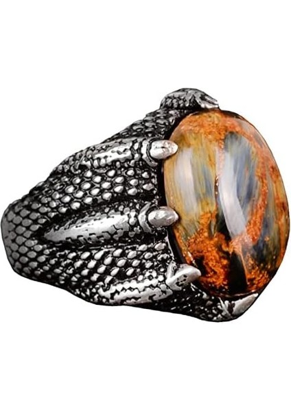 Doğal Pietersite Taş Yüzük, Pençe Yüzük, El Yapımı Erkek Yüzük, 925 Ayar Gümüş Yüzük