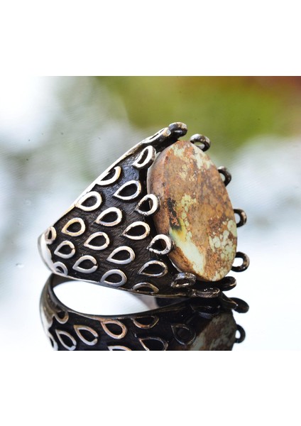 Arizona Turkuaz Taşlı Yüzük - Erkekler Için Sterlin Gümüş Yüzük fırsatları