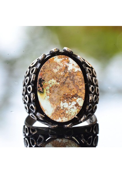 Arizona Turkuaz Taşlı Yüzük - Erkekler Için Sterlin Gümüş Yüzük indirimleri