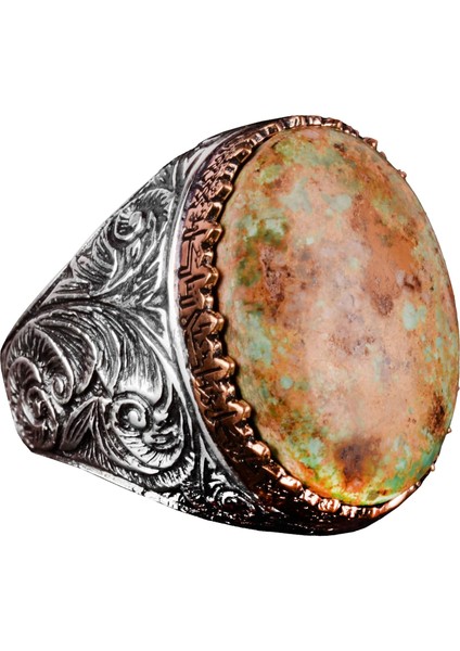 925 Ayar Gümüş Yüzük, Doğal Arizona Turkuaz Taşlı Yüzük