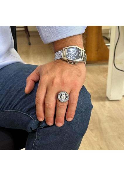 925 Ayar Gümüş Yüzük - Yunan Anahtar Deseni Erkek Yüzüğü - El Yapımı Yüzük modelleri