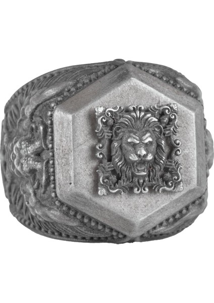 Erkekler Için 925 Ayar Gümüş Yüzük, Cesur Sembol Yüzük (Aslan)