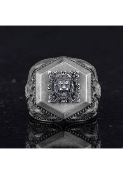Erkekler Için 925 Ayar Gümüş Yüzük, Cesur Sembol Yüzük (Aslan) fırsatları