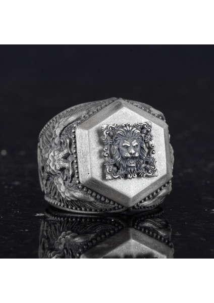 Erkekler Için 925 Ayar Gümüş Yüzük, Cesur Sembol Yüzük (Aslan) indirimleri