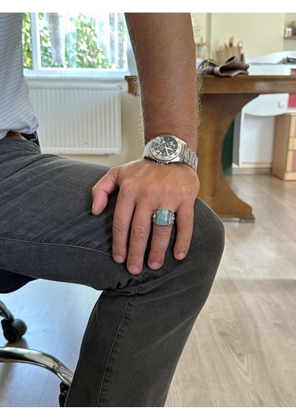 Doğal Akuamarin Taş Yüzük - 925 Ayar Gümüş Yüzük modelleri