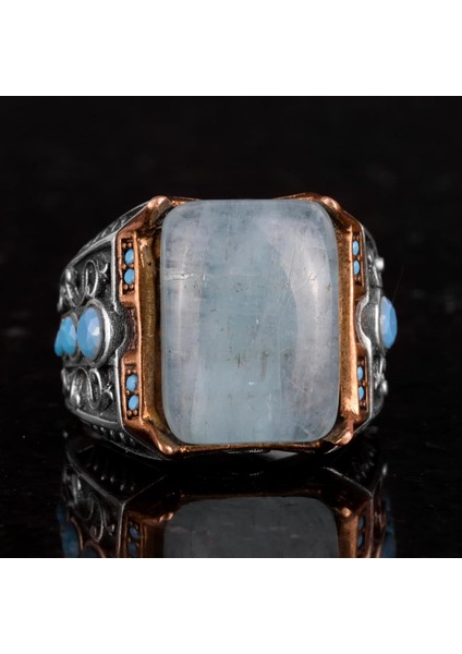 Doğal Akuamarin Taş Yüzük - 925 Ayar Gümüş Yüzük indirimleri