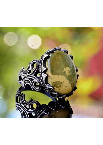 925 Ayar Gümüş Doğal Arizona Turkuaz Taşlı Erkek Yüzük modelleri