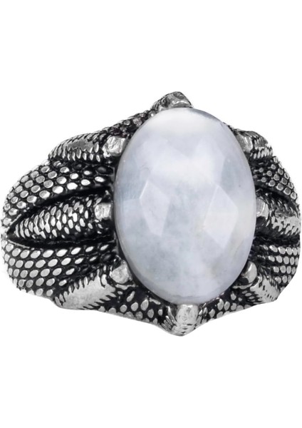 Doğal Akuamarin Taşlı Sterlin Gümüş Pençe Yüzük - Balık Burcu Için El Yapımı Yüzük, Sakinlik ve Spiritüel Farkındalık