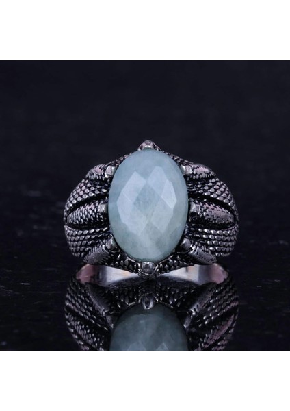 Doğal Akuamarin Taşlı Sterlin Gümüş Pençe Yüzük - Balık Burcu Için El Yapımı Yüzük, Sakinlik ve Spiritüel Farkındalık fırsatları