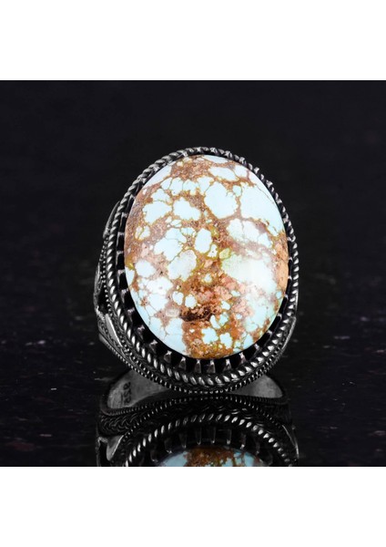 Doğal Arizona Turkuaz Taş Yüzük, Osmanlı Yüzüğü, 925 Ayar Gümüş Yüzük Erkekler Için fırsatları