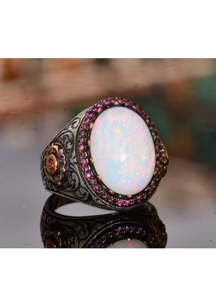 Doğal Avustralya Opal Taşlı Yüzük, 7.55 Karat, Kral Yüzüğü, Sterlin Gümüş Yüzük, Nişan Yüzüğü modelleri