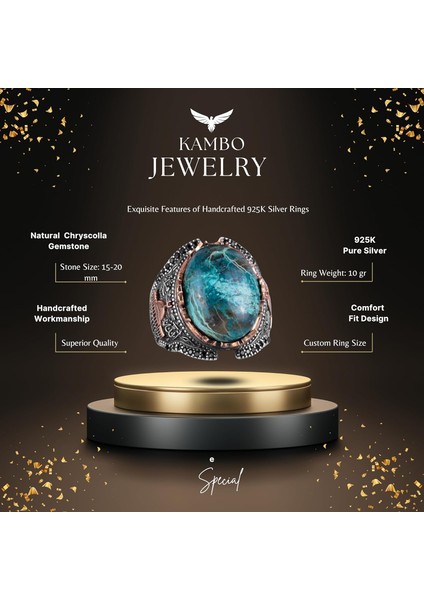 Doğal Krizikol Taşı Yüzüğü, 925 Ayar Katı Gümüş Erkek Yüzüğü fiyatları