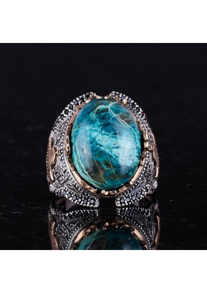 Doğal Krizikol Taşı Yüzüğü, 925 Ayar Katı Gümüş Erkek Yüzüğü modelleri