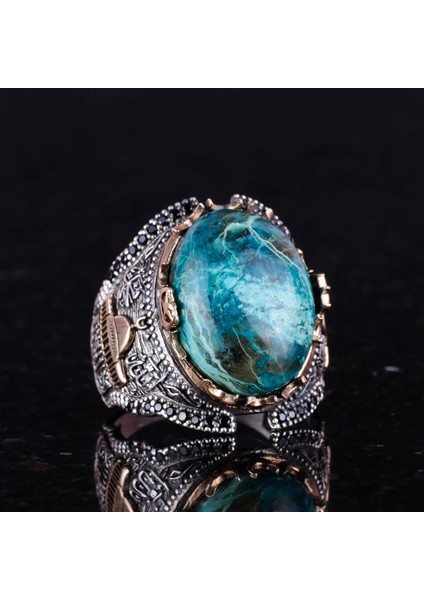 Doğal Krizikol Taşı Yüzüğü, 925 Ayar Katı Gümüş Erkek Yüzüğü indirimleri