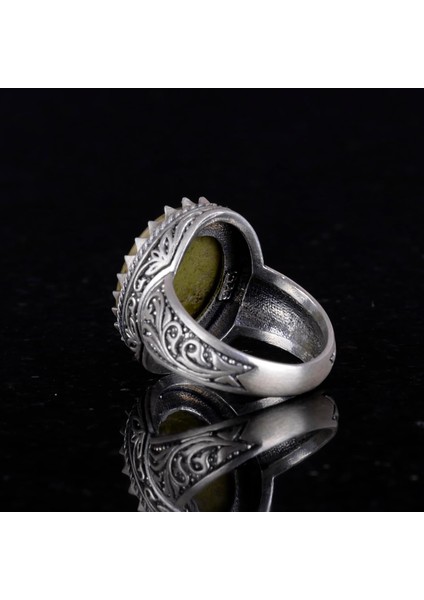 El Yapımı Unakite Taş Yüzük - 925 Ayar Sert Gümüş Erkek Yüzük - Sanatsal Tasarım modelleri