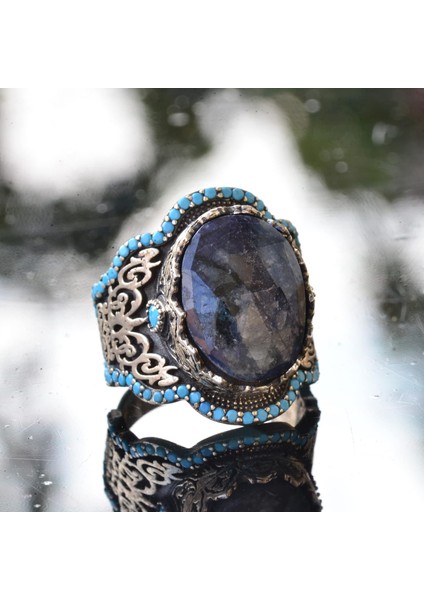 El Yapımı 925 Ayar Gümüş Erkek Yüzük Doğal Taş - Orta Doğu Kültürel Tasarımı (Oniks) modelleri