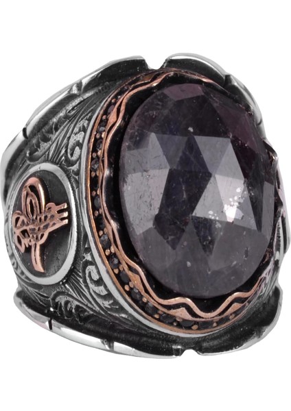 Doğal Taş Mavi Safir Yüzük, 925 Ayar Gümüş Yüzük, Osmanlı Gümüş Yüzük, Farklı Yüzük