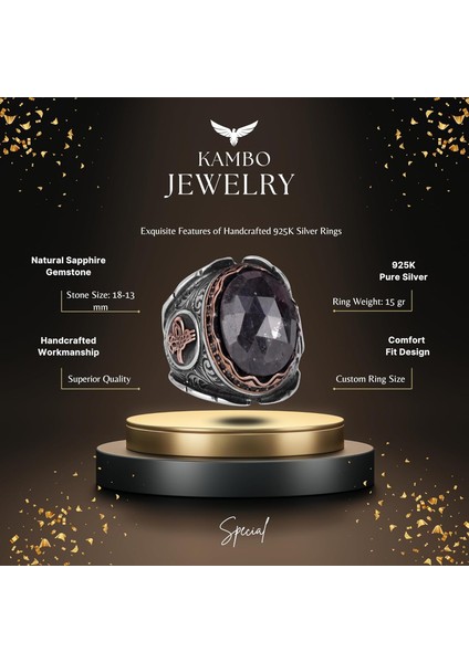 Doğal Taş Mavi Safir Yüzük, 925 Ayar Gümüş Yüzük, Osmanlı Gümüş Yüzük, Farklı Yüzük fiyatları