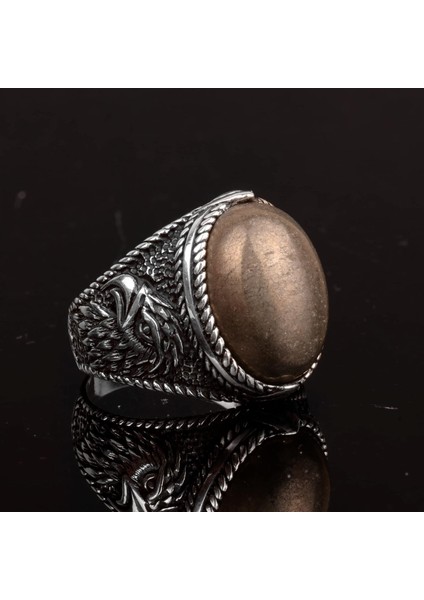Doğal Pirit Taşlı Yüzük, Kartal Yüzüğü, 925 Ayar Gümüş Erkek Yüzüğü modelleri