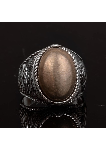 Doğal Pirit Taşlı Yüzük, Kartal Yüzüğü, 925 Ayar Gümüş Erkek Yüzüğü indirimleri