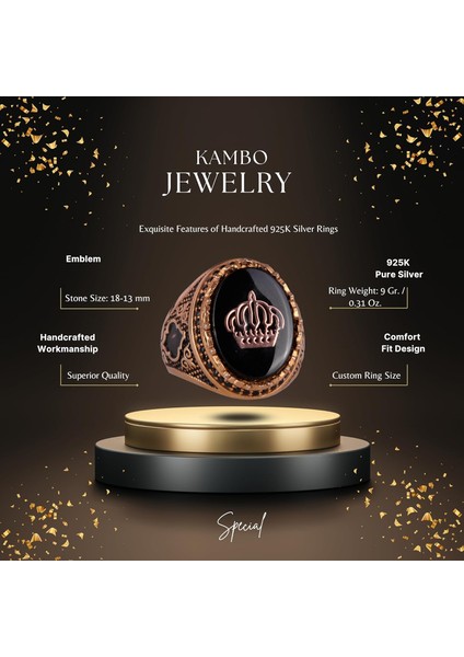 Erkekler Için Taç Yüzük - 925 Ayar Gümüş Altın Kaplama Erkek Yüzük fiyatları