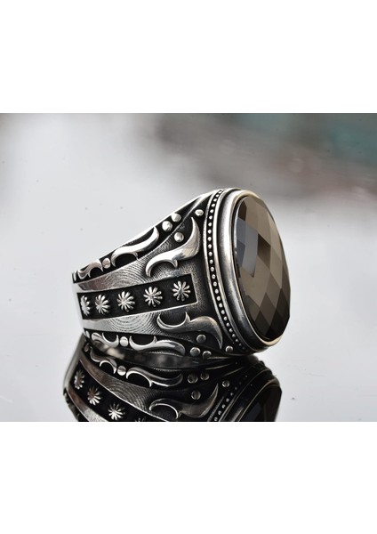 925 Ayar Gümüş Erkek Yüzük, Doğal Siyah Oniks Taşı, Karmaşık Etnik Tasarım, El Yapımı Gümüş Yüzük fırsatları