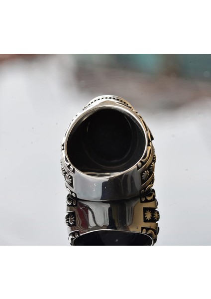 925 Ayar Gümüş Erkek Yüzük, Doğal Siyah Oniks Taşı, Karmaşık Etnik Tasarım, El Yapımı Gümüş Yüzük indirimleri