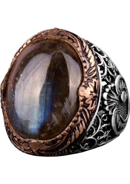 Doğal Labradorit Taş Yüzük, 925 Ayar Gümüş Yüzük