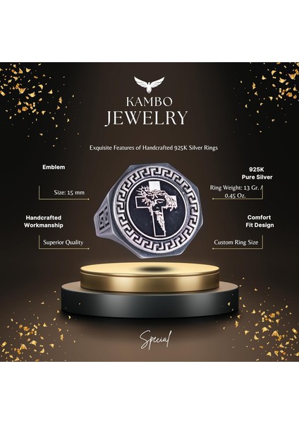 925 Ayar Gümüş Yüzük - Yunan Anahtar Deseni Erkek Yüzüğü - El Yapımı Yüzük fiyatları