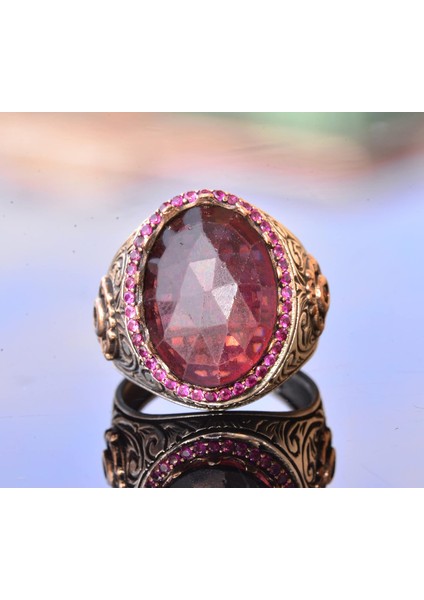 El Yapımı Doğal Garnet Taşlı Yüzük, Sterlin Gümüş Erkek Yüzüğü - Tutku ve Koruma Sembolü modelleri