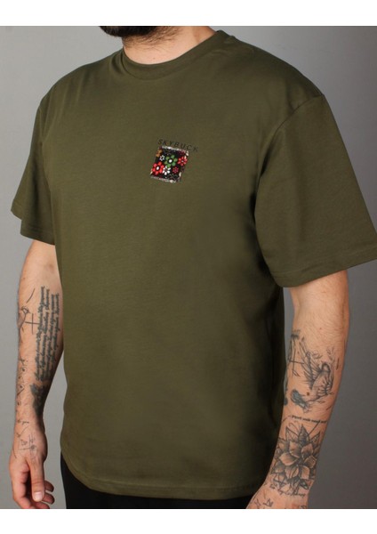 Etnik Detaylı Oversizekısa Kollu Haki T-Shirt fiyatları